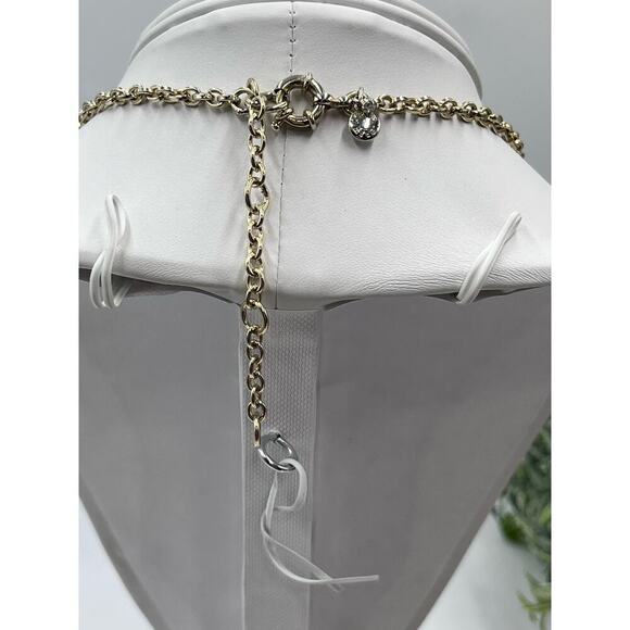 J. Crew Two Tone Light Dark Green Cabochon Gold Tone Statement Necklace - Picture 9 of 14